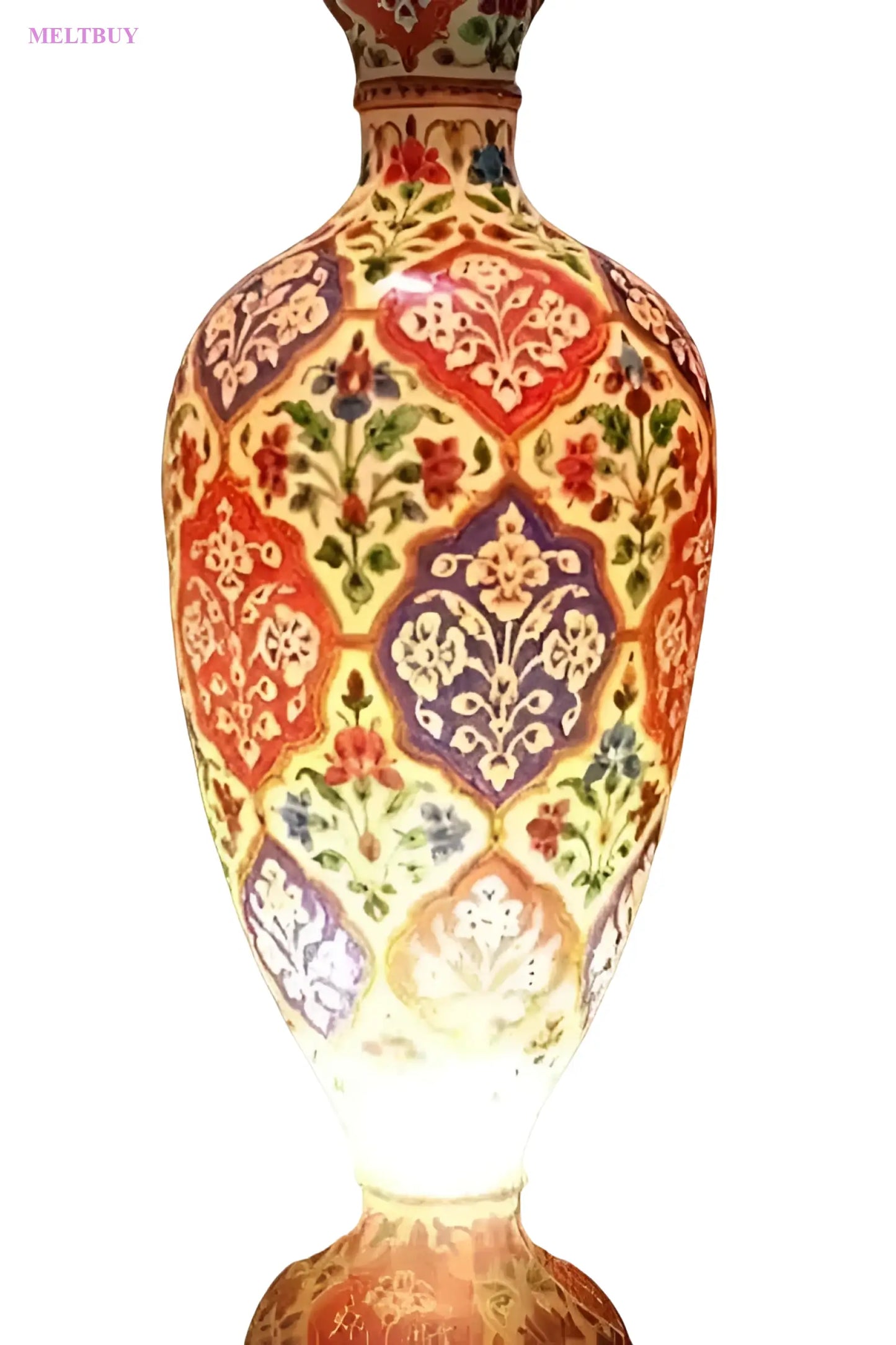 vase-camel-skin-floral-lamp-with-elegant-red-and-green-design-24-829 | MELTBUY