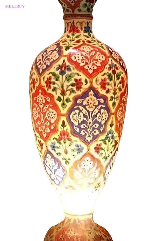 vase-camel-skin-floral-lamp-with-elegant-red-and-green-design-24-829 | MELTBUY