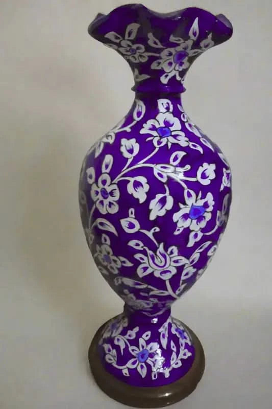 Vase Camel Skin Lamp Blue Beautiful Flower Art - MELTBUY