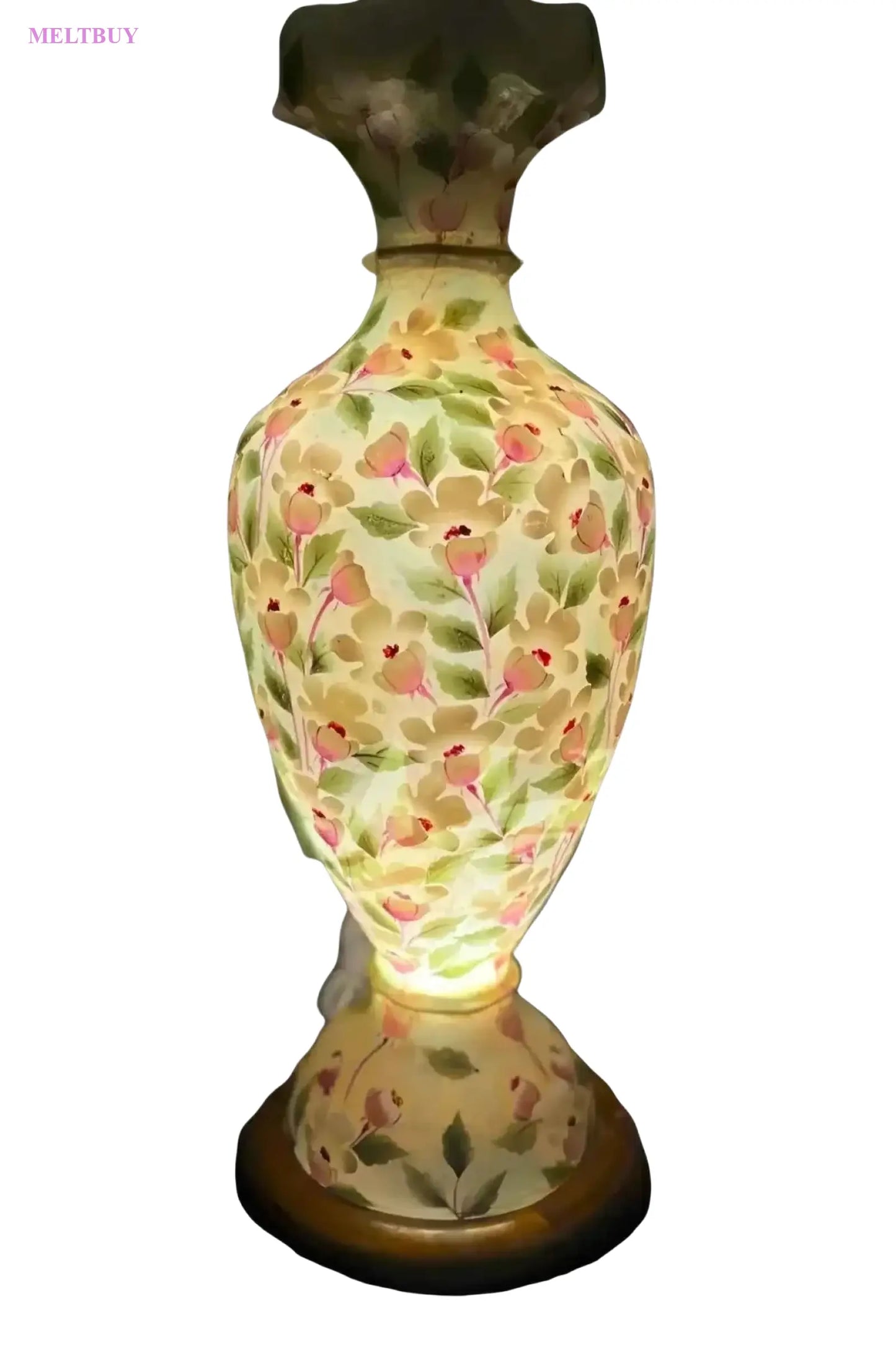 vase-camel-skin-lamp-with-green-flower-art-unique-decorative-455 | MELTBUY