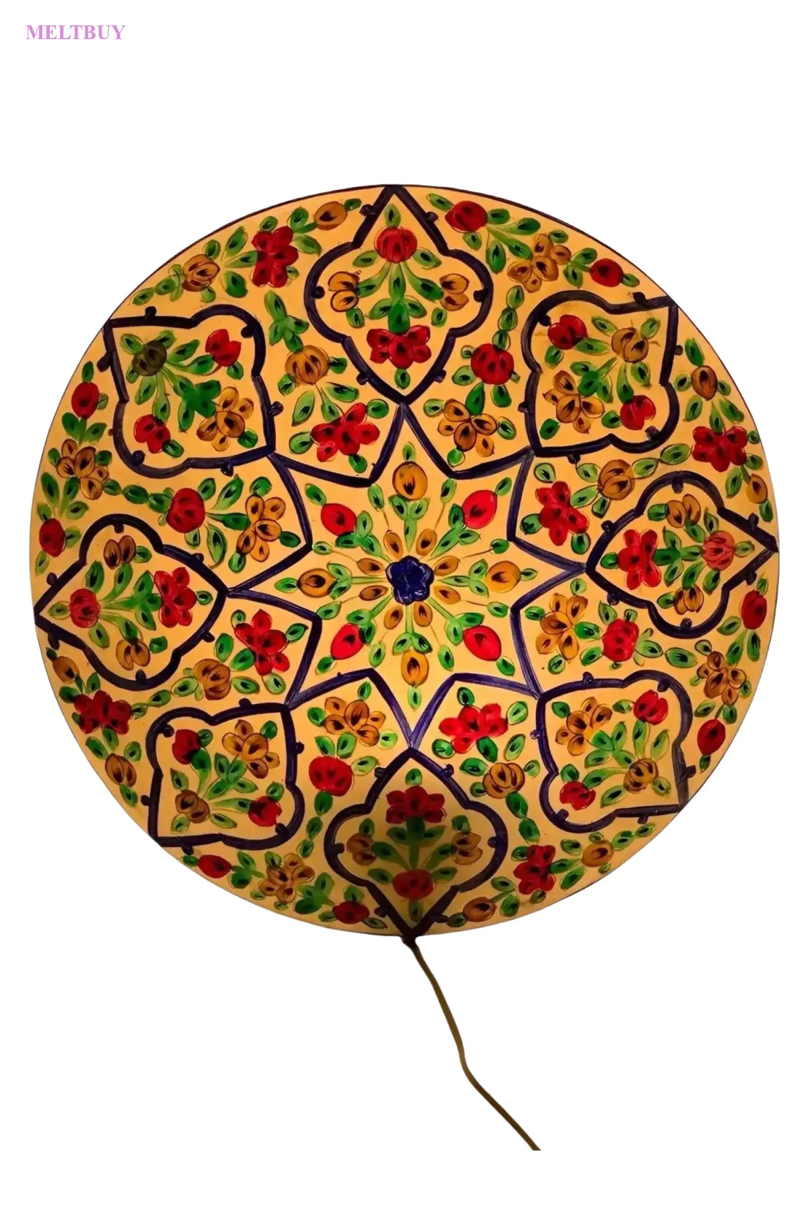 vibrant-camel-skin-wall-lamp-circular-decorative-plate-12-inches-hand-934 | MELTBUY