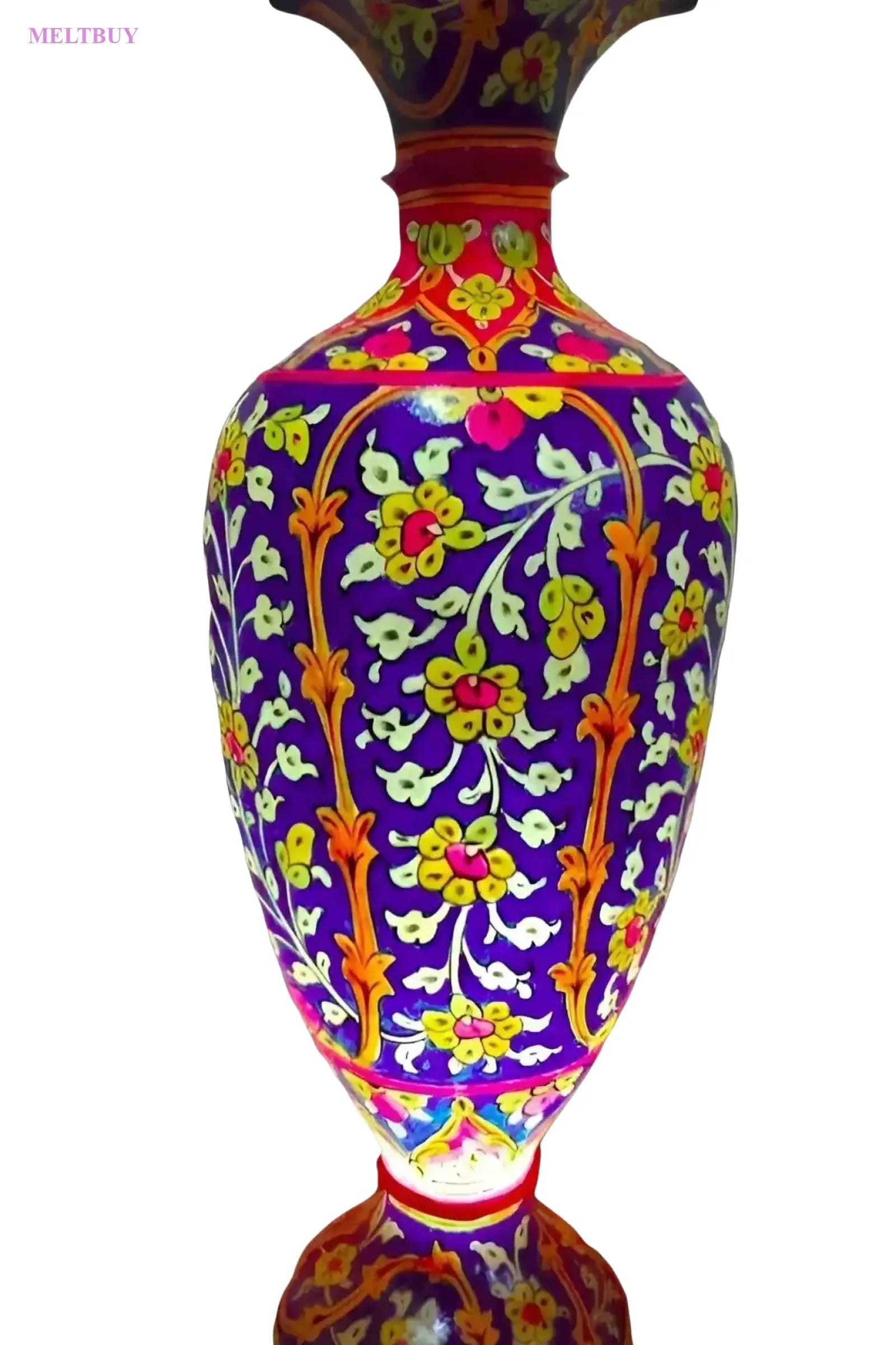 vibrant-purple-camel-skin-vase-with-floral-patterns-lamp-15-inches-569 | MELTBUY