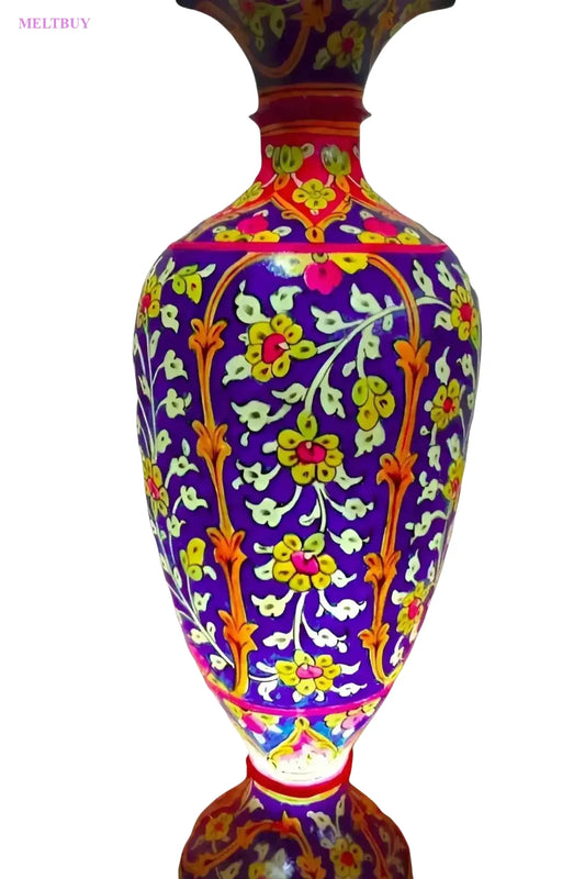 vibrant-purple-camel-skin-vase-with-floral-patterns-lamp-15-inches-569 | MELTBUY