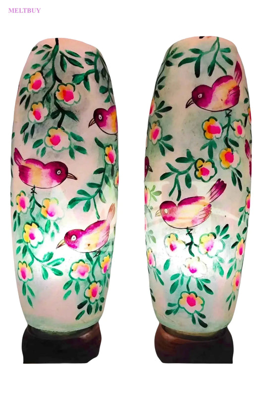 white-purple-birds-hand-painted-glass-vases-for-elegant-home-decor-730 | MELTBUY